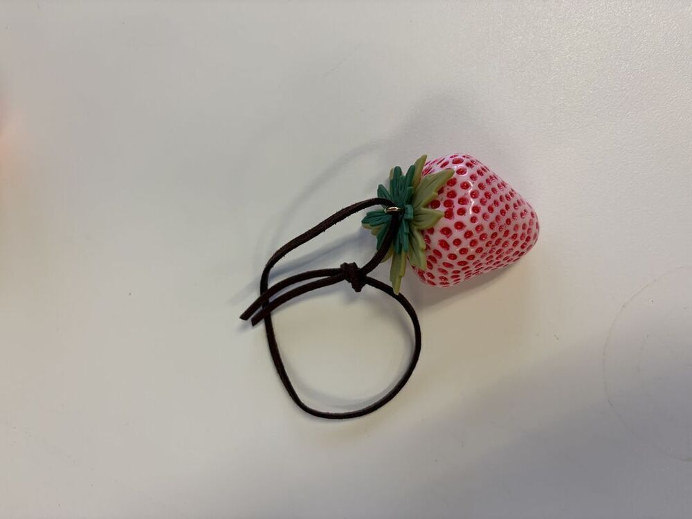 Pink Strawberry Hair Tie Bag Charm